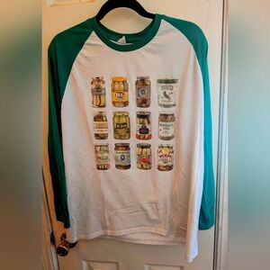 Men's White/Green Pickles Baseball Tee